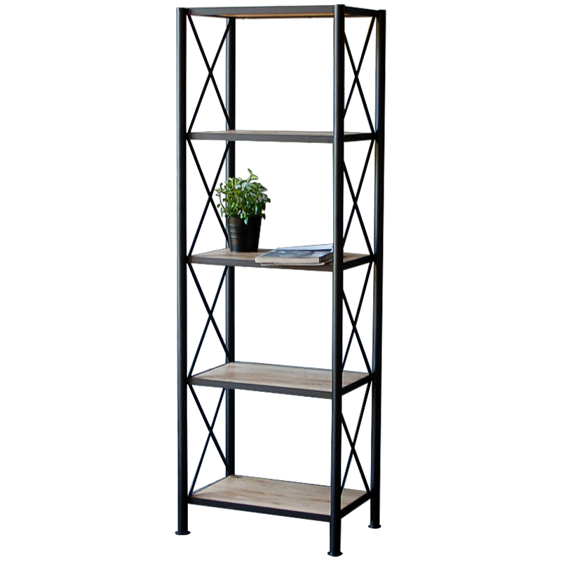 Стеллаж Pheobe Industrial Metal Rust Rack Черный Древесина в Екатеринбурге | Loft Concept 