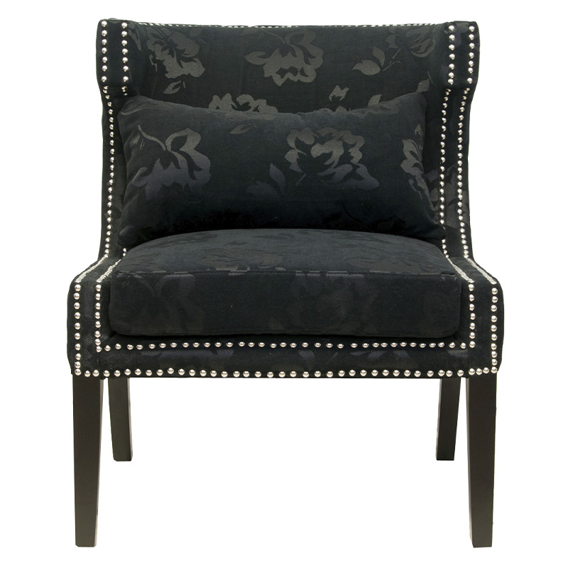 Полукресло с мягкой обивкой из жаккарда на 4-х ножках из массива березы Baroque Armchair black Черный в Екатеринбурге | Loft Concept 