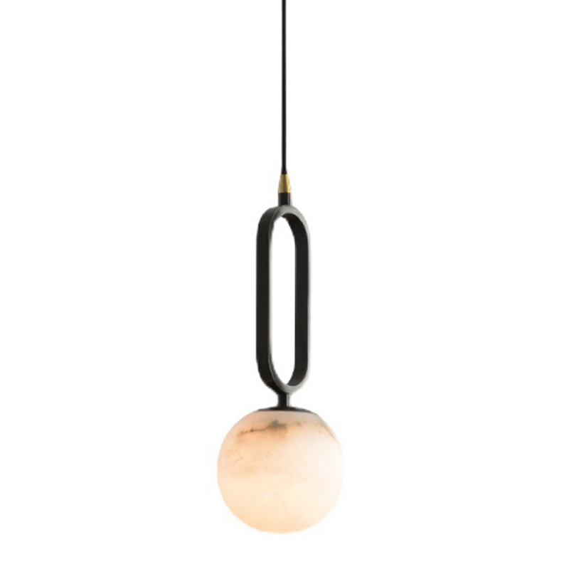 Подвесной светильник Reine Marble Hanging Lamp Черный Белый Мрамор Bianco Латунь в Екатеринбурге | Loft Concept 