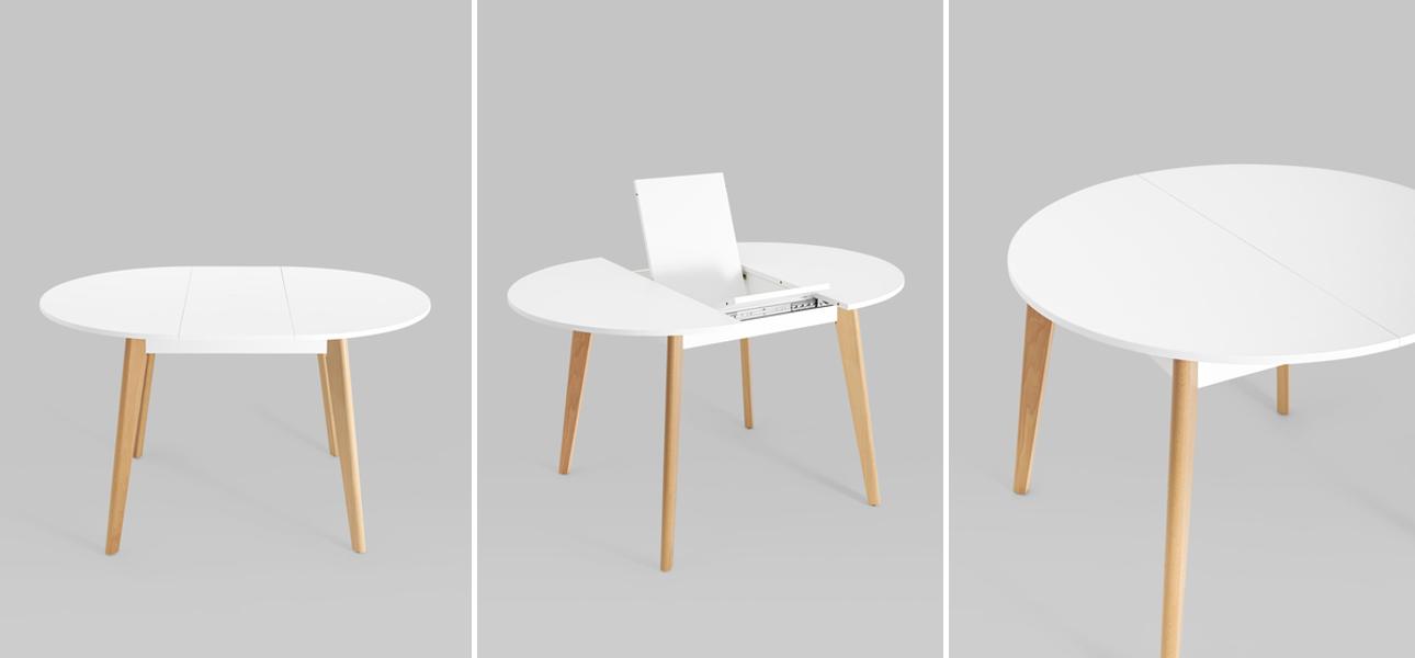 Стол обеденный раздвижной Rhiannon белая столешница - фото №1