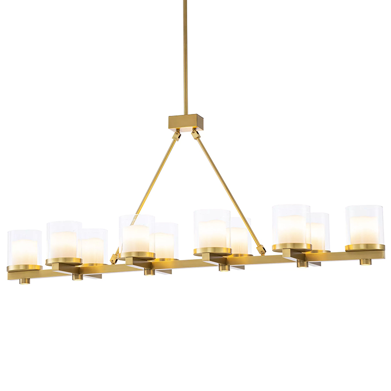 Люстра Eichholtz Chandelier Donovan Brass Латунь Белый Прозрачное Стекло в Екатеринбурге | Loft Concept 