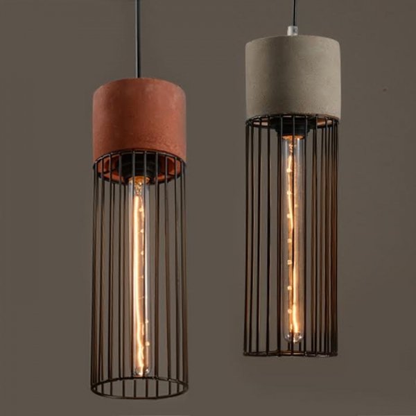 Подвесной светильник Cement Droplight Pendant Light cylinder Серый Красный Черный в Екатеринбурге | Loft Concept 