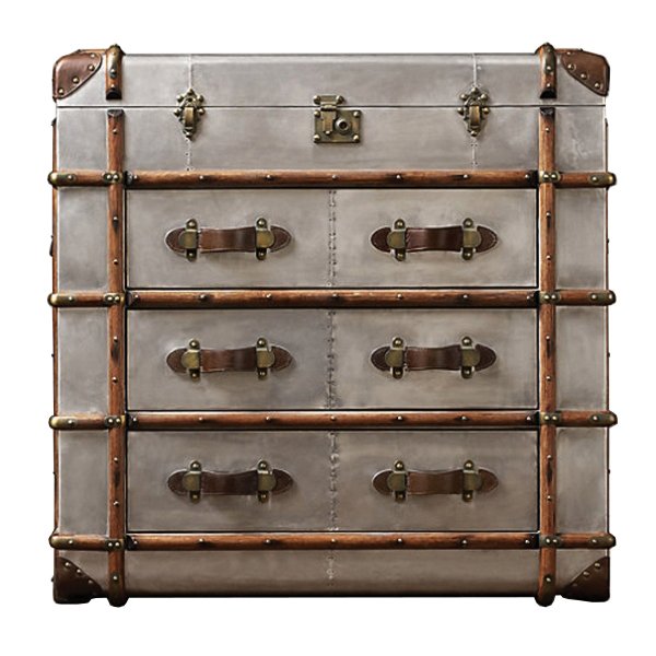 Комод в стиле Лофт RH Richards Polished Aluminum Trunks Chest Алюминий Коричневый винтаж в Екатеринбурге | Loft Concept 