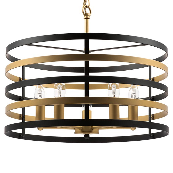 Люстра Gold Stripes Chandelier 5 Черный Золотой в Екатеринбурге | Loft Concept 