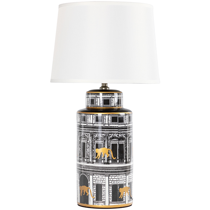 Настольная лампа Old Town Lampshade Black White Черно-белый Золотой Белый в Екатеринбурге | Loft Concept 