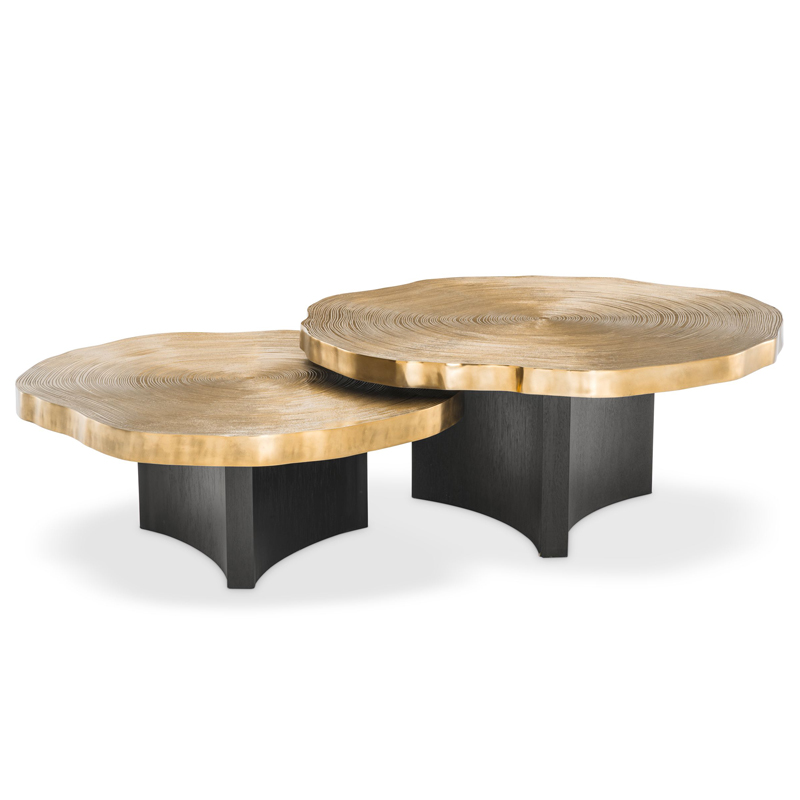 Комплект кофейных столов Eichholtz Coffee Table Thousand Oaks set of 2 Черный Латунь в Екатеринбурге | Loft Concept 