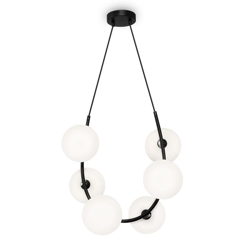 Люстра Marcan 6 Ball Chandelier Black Черный Белый в Екатеринбурге | Loft Concept 