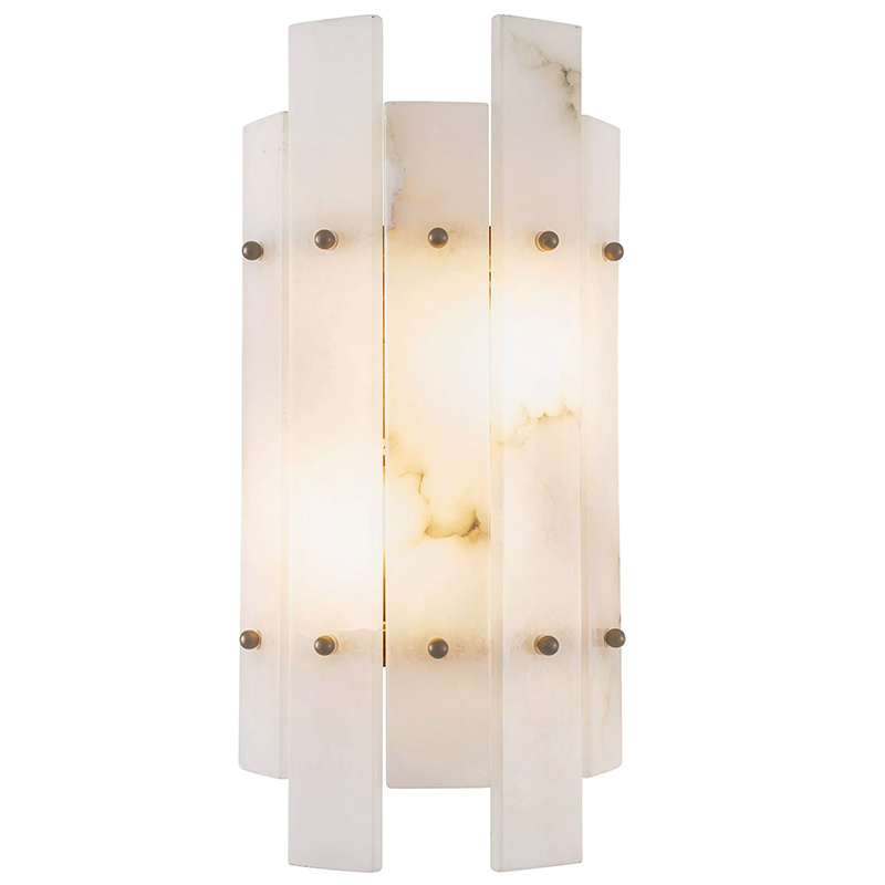 Бра Eichholtz Wall Lamp Caprera Alabaster Белый Мрамор Bianco Бежевый Латунь в Екатеринбурге | Loft Concept 