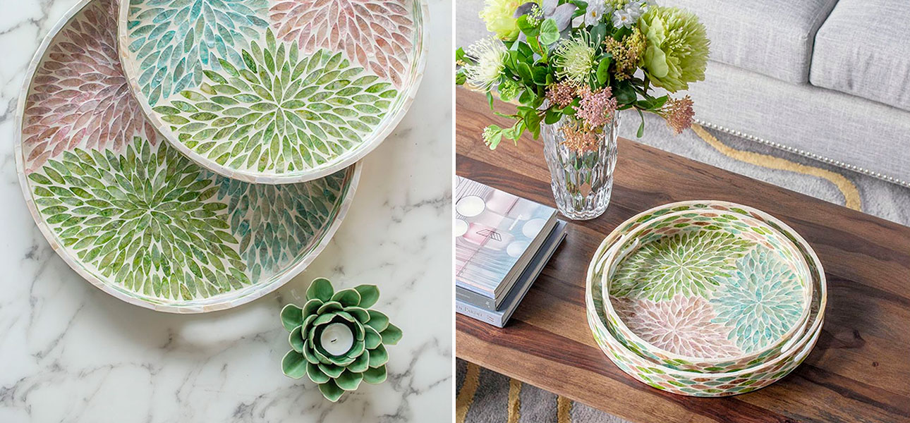 Поднос круглый с инкрустацией Louise - фото №2