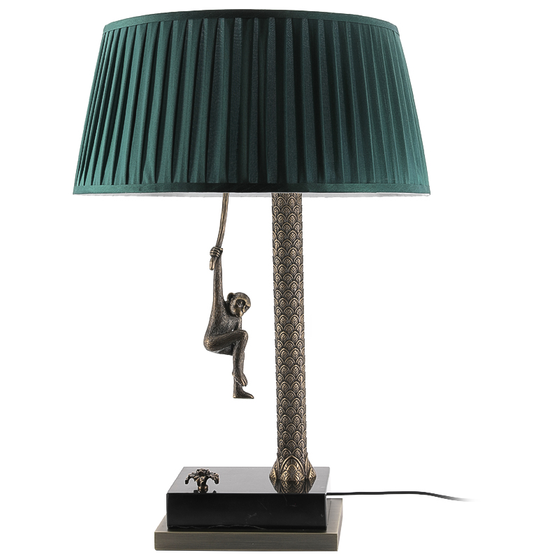 Настольная лампа Джунгли Table Lamp Jungle Emerald Латунь Античная полированная Черный Мрамор Nero Изумрудный в Екатеринбурге | Loft Concept 