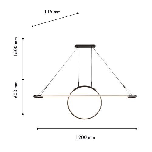 Светодиодная люстра Black LED Circle and Oval Lamp в Екатеринбурге