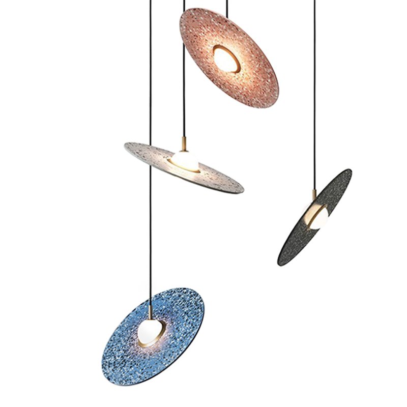 Подвесной светильник Stone Disc Haning Pendant Серый Синий Черный Розовый (Rose) в Екатеринбурге | Loft Concept 