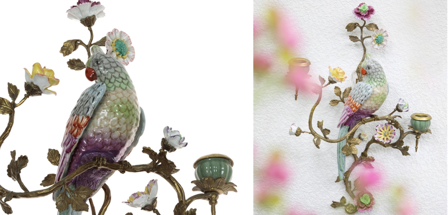 Подсвечник настенный Colorful Flowers and Parrot R - фото