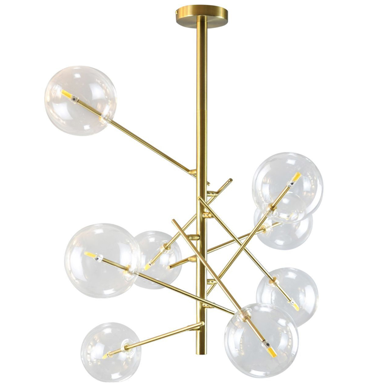 Люстра Gallotti & Radice Bolle Рanging Lamp 8 плафонов Золотой Прозрачный (Transparent) в Екатеринбурге | Loft Concept 