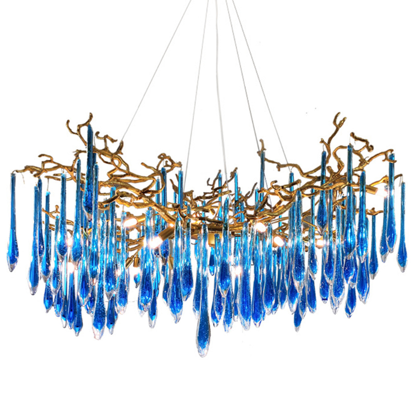 Люстра Blue Fountain Chandelier  Золотой Синий в Екатеринбурге | Loft Concept 