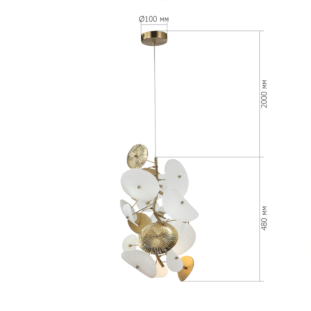 Подвесной светильник с белыми и золотистыми цветами Dahlia Flowers Lamp в Екатеринбурге