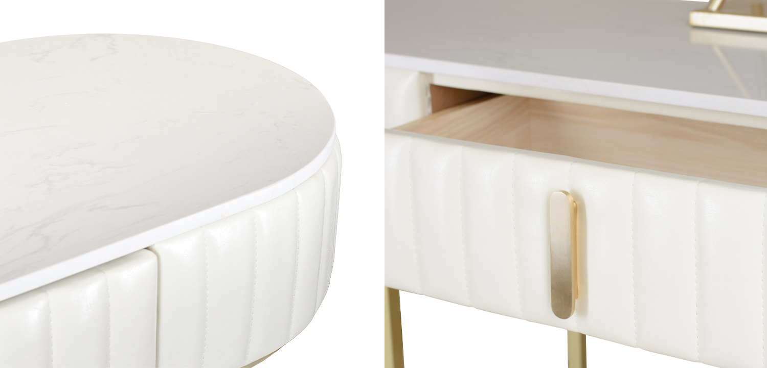 Комплект из туалетного стола, зеркала и пуфа Grooved Chic - фото №1