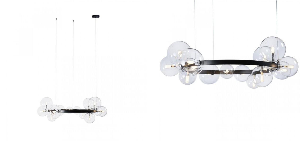 Светодиодная люстра Кольцо Прозрачное стекло IONA Сhandelier диаметр 85 см - фото