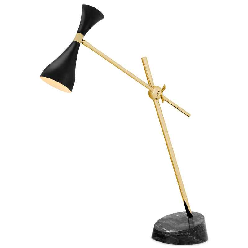 Настольная лампа Eichholtz Desk Lamp Cordero xl Черный Латунь Черный Мрамор Nero в Екатеринбурге | Loft Concept 