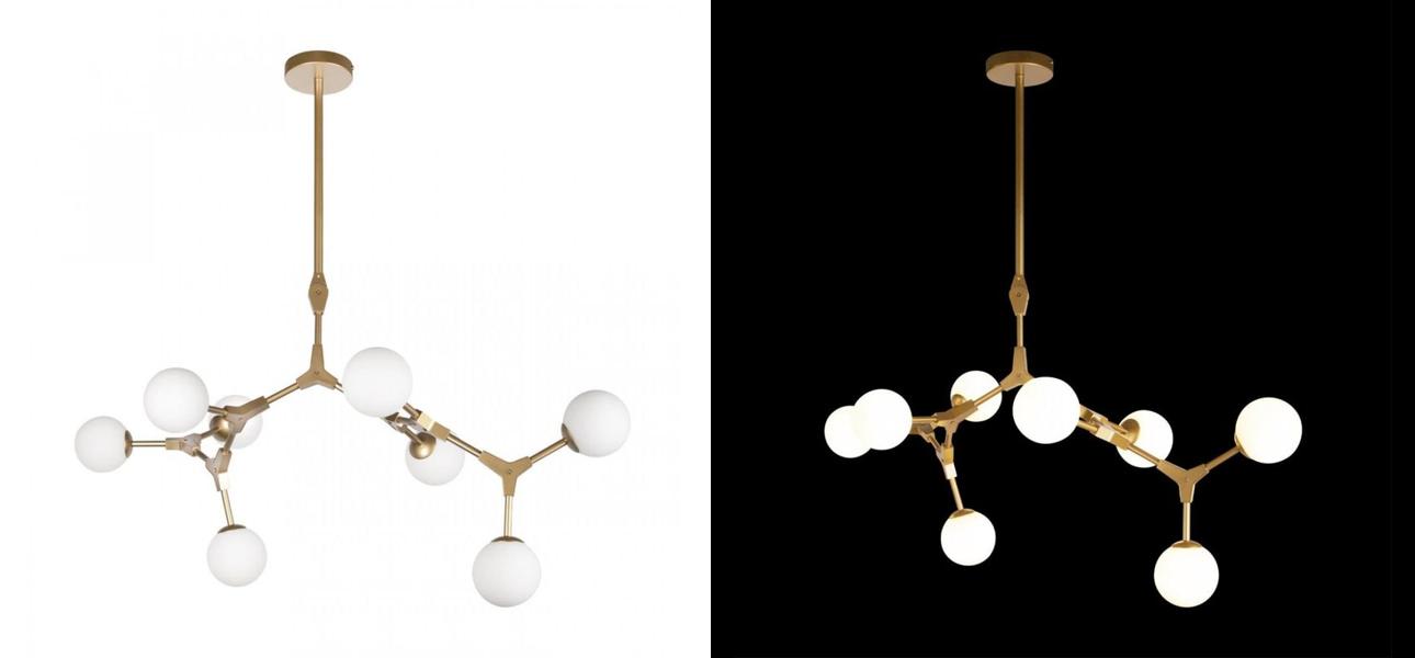 Люстра светодиодная CHERRY BOMB Золотой цвет 8 плафонов - фото