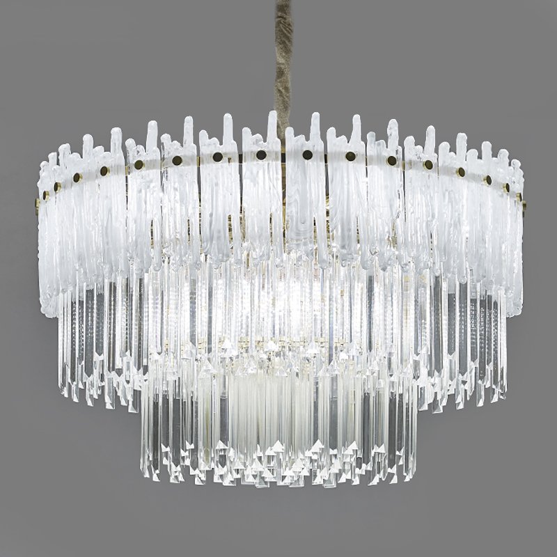 Люстра Murano Glass ICE Chandelier Золотой Белый Прозрачное Стекло в Екатеринбурге | Loft Concept 