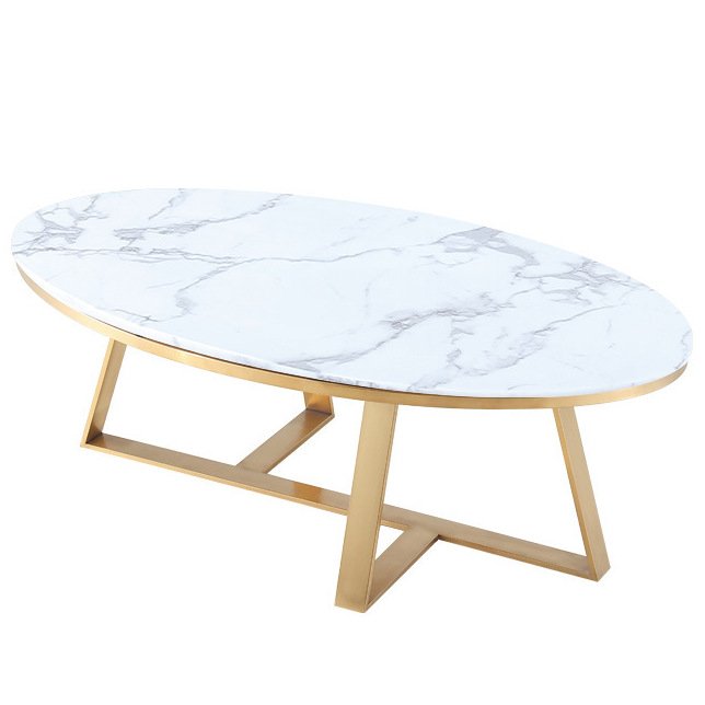 Кофейный стол Marble Oval Table Латунь Белый в Екатеринбурге | Loft Concept 