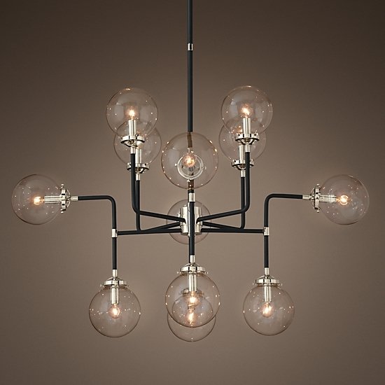 Люстра BISTRO GLOBE CLEAR GLASS SILVER CHANDELIER 12 Черный Серебряный Прозрачное Стекло в Екатеринбурге | Loft Concept 