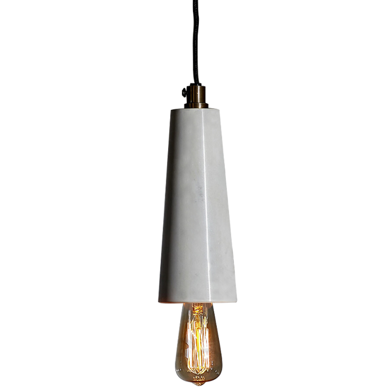 Подвесной светильник Shaw Cone Marble Hanging Lamp Черный Белый Мрамор Bianco в Екатеринбурге | Loft Concept 