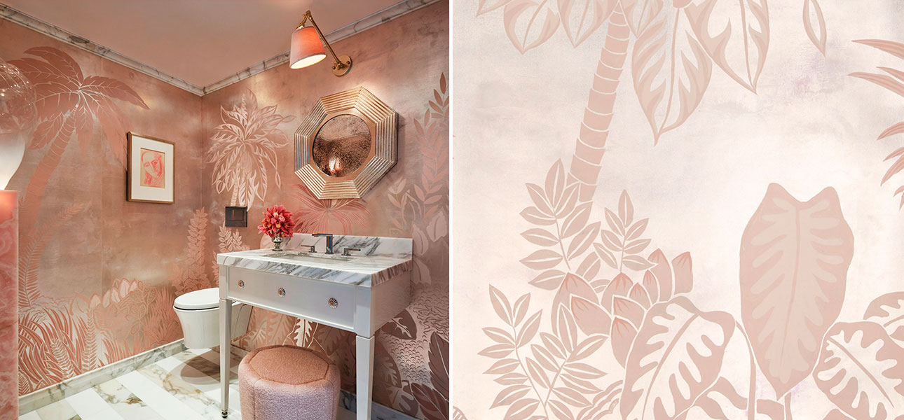 Обои ручная роспись Bahamian Beach Special Colourway on Tarnished Silver gilded paper with pearlescent antiquing - фото