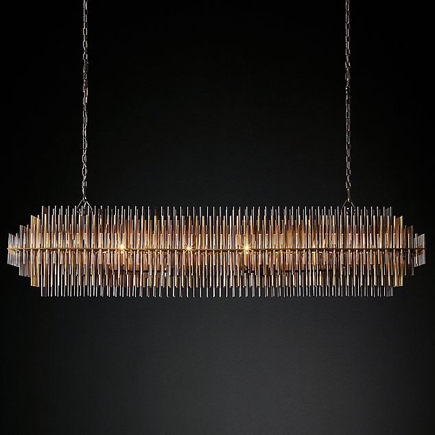 Люстра Restoration Hardware Emile Linear Chandelier Латунь Античная полированная Прозрачный Оловянный Темная бронза в Екатеринбурге | Loft Concept 