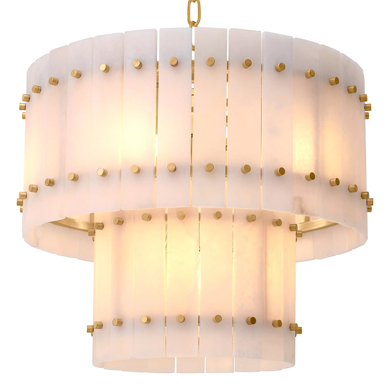 Люстра Eichholtz Chandelier Ruby S Alabaster Латунь Бежевый Белый Мрамор Bianco в Екатеринбурге | Loft Concept 