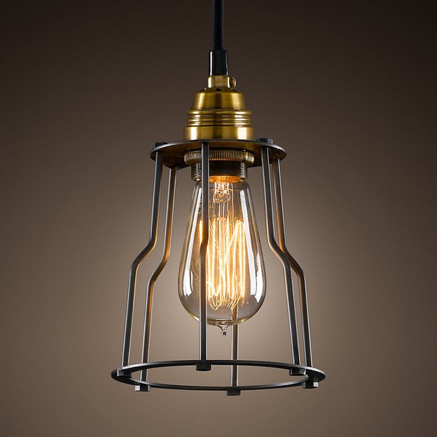 Подвесной светильник Loft Industrial Cage Filament Pendant Бронза Черный в Екатеринбурге | Loft Concept 