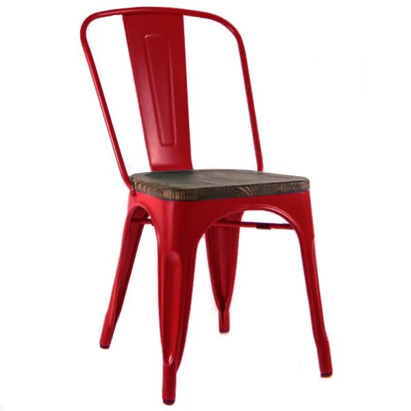 Кухонный стул Tolix Chair Wood Red Красный Красный Коричневый в Екатеринбурге | Loft Concept 