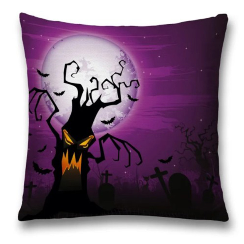 Подушка Halloween Terrible Tree Черный Пурпурно-фиолетовый в Екатеринбурге | Loft Concept 