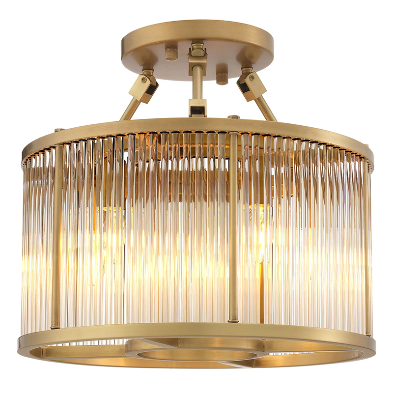 Потолочный светильник Eichholtz  Ceiling Lamp Bernardi S Brass Прозрачное Стекло Латунь в Екатеринбурге | Loft Concept 