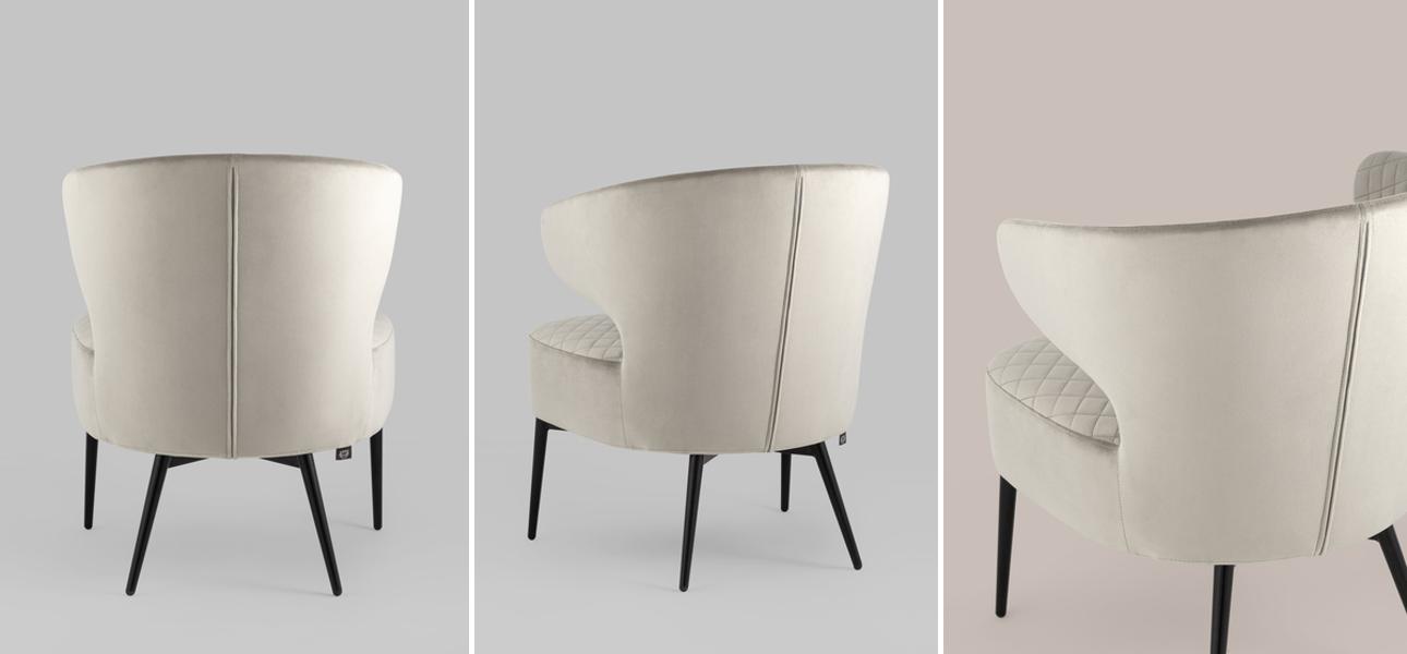 Кресло Estella серо-бежевый велюр - фото №1