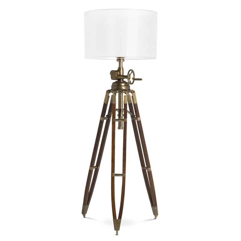 Торшер Eichholtz Floor Lamp Royal Marine Cream Кремовый Коричневый Латунь Античная полированная в Екатеринбурге | Loft Concept 