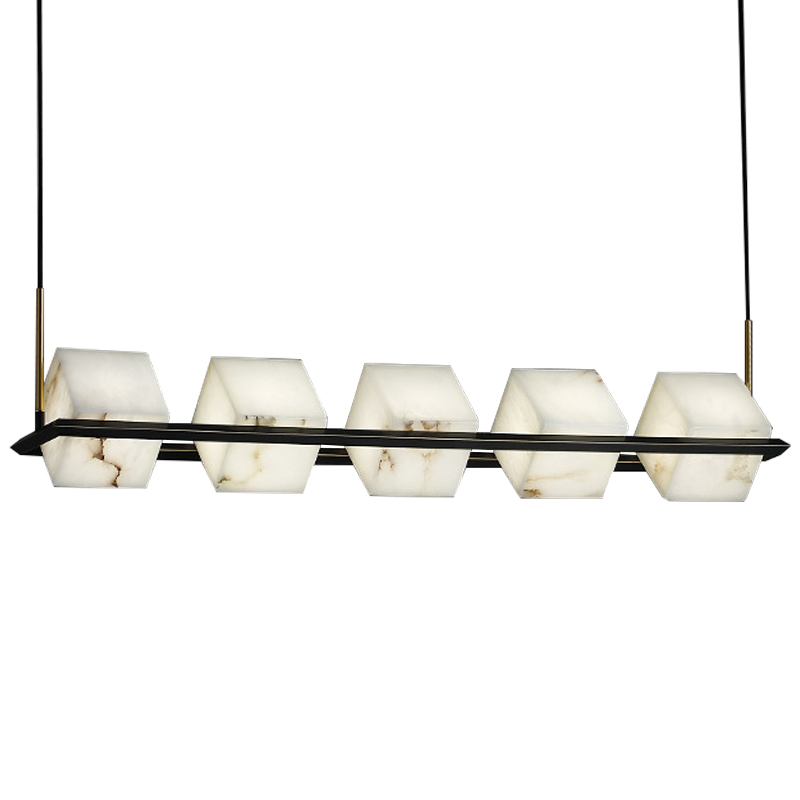 Люстра Marble Cubes Modern Light Chandelier 5 плафонов Черный Белый Мрамор Bianco Латунь в Екатеринбурге | Loft Concept 