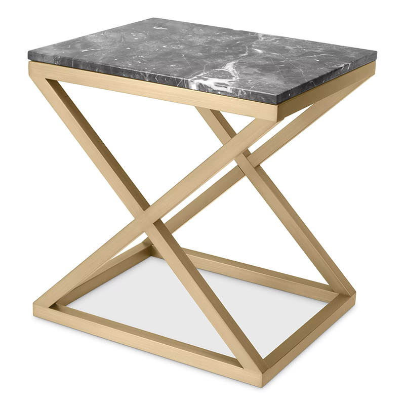 Приставной стол Eichholtz Side Table Criss Cross Латунь Серый в Екатеринбурге | Loft Concept 