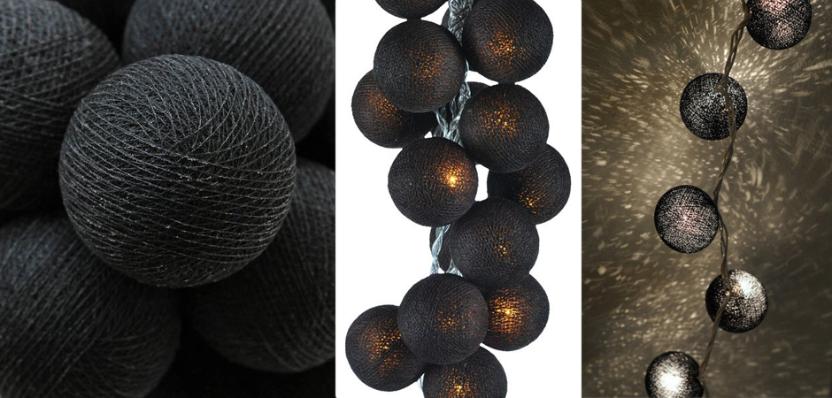 Гирлянда хлопковые фонарики Сotton Ball Ice Black - Loft-Concept в Екатеринбурге
