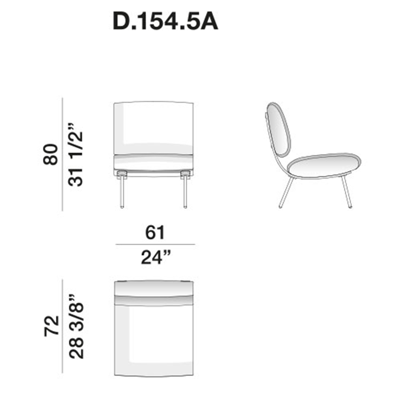 Дизайнерское кресло без подлокотников Gio Ponti ROUND D.154.5 Armchair в Екатеринбурге