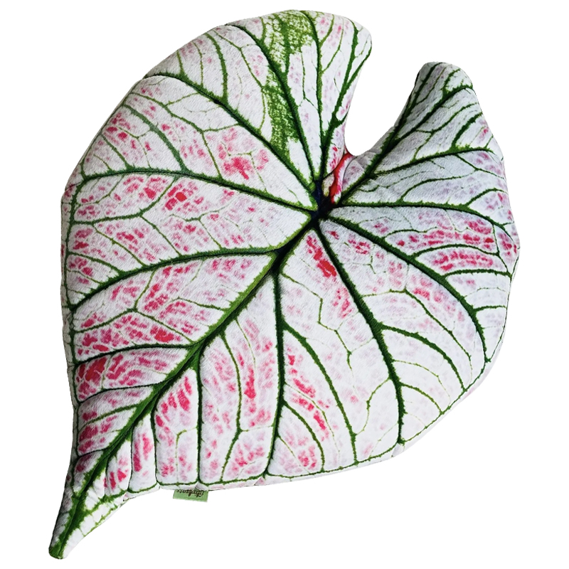 Декоративная подушка Botanical Cushion Caladium Rosebud Зеленый Бежевый Розовый в Екатеринбурге | Loft Concept 