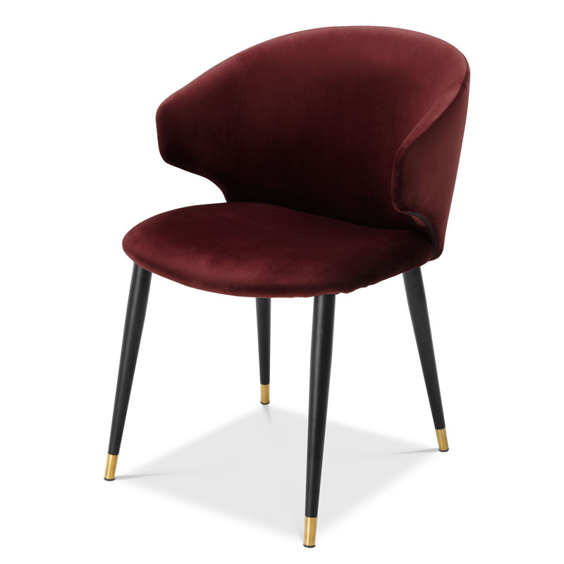 Стул Eichholtz DINING CHAIR VOLANTE burgundy Бургундский красный Черный Золотой в Екатеринбурге | Loft Concept 