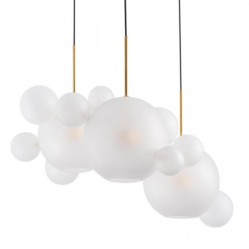 Светодиодный светильник Giopato & Coombes Bollr  Bubble Chandelier Circle матовое белое стекло 3 плафона Белый Золотой в Екатеринбурге | Loft Concept 