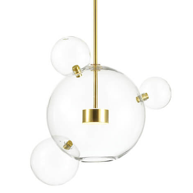 Подвесной светильник Transparent Bubble Pendant Gold 3 Глянцевое золото Прозрачный в Екатеринбурге | Loft Concept 