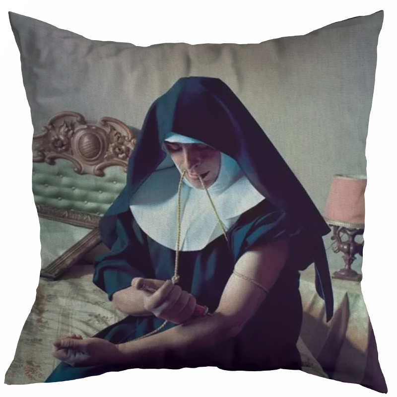 Декоративная подушка Seletti Cushion Nun Бежевый Коричневый Черный Зеленый шалфей в Екатеринбурге | Loft Concept 