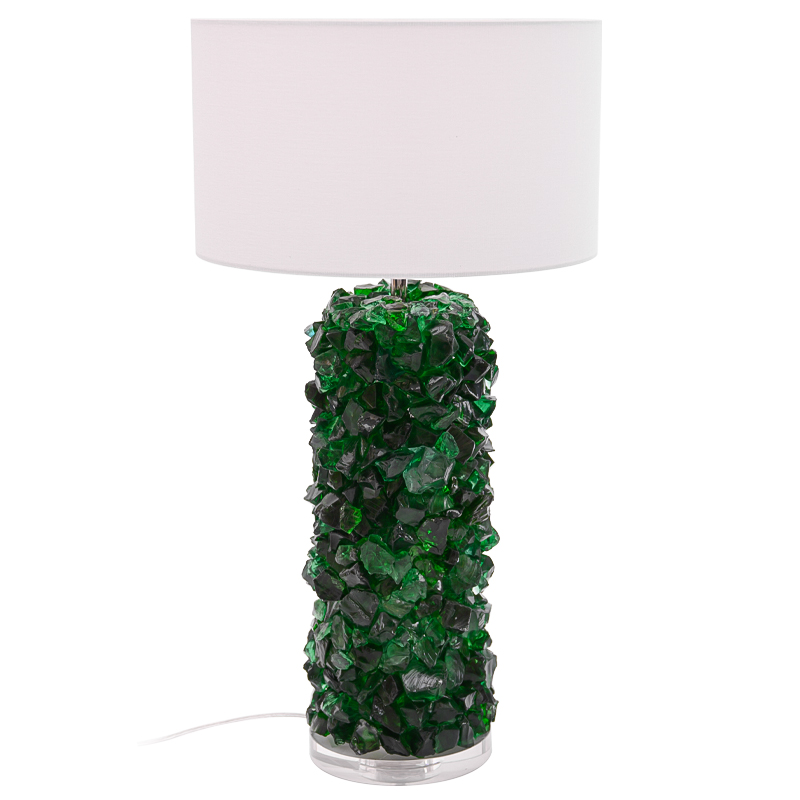 Настольная лампа Enide Green Table Lamp с абажуром Зеленый Белый Прозрачный в Екатеринбурге | Loft Concept 