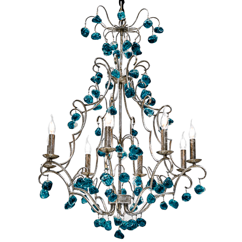 Люстра Crystal Blue Cupertino Chandelier  Бирюзовый в Екатеринбурге | Loft Concept 