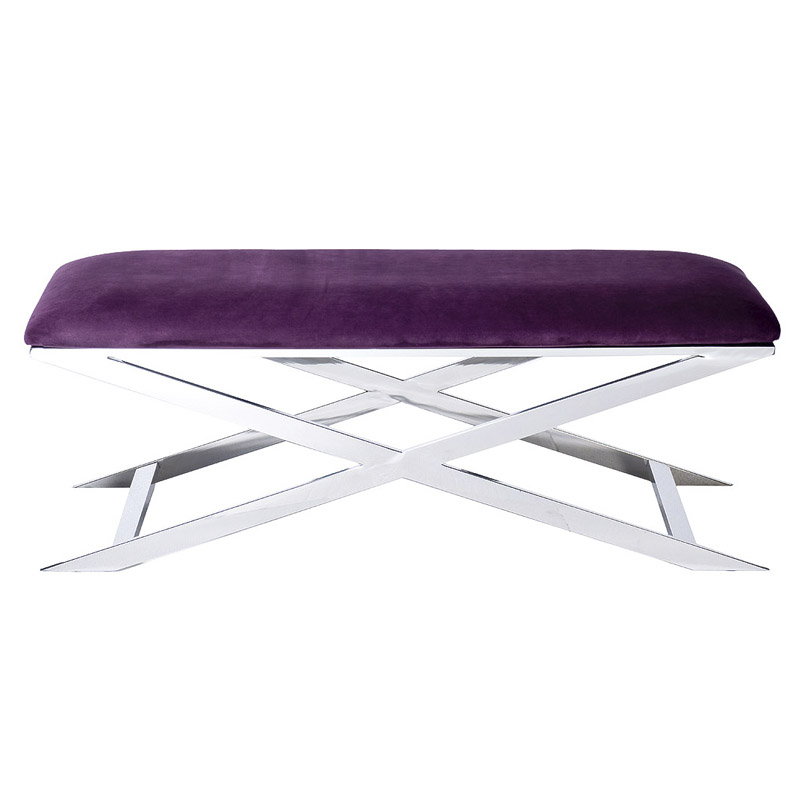 Банкетка Bench Velor Violet Хром Фиолетовый в Екатеринбурге | Loft Concept 