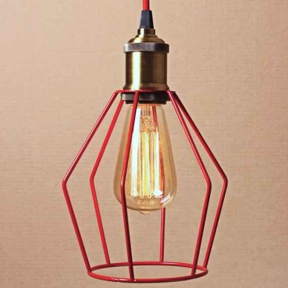 Подвесной светильник Wire Cage Pendant Trew Red Красный в Екатеринбурге | Loft Concept 